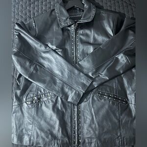 Bernardo Studded Black Leather Jacket